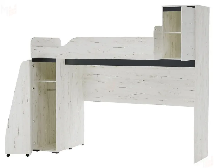 Кровать двухъярусная ГРЕТТА Дуб Крафт белый-Антрацит