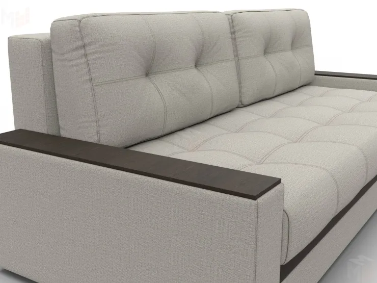 Диван прямой с декором Лига-096 НПБ ( Амур 02 Бежевый/Коричневый )