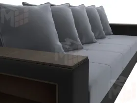 Диван прямой Дубай Лайт полки слева ( Серый\Черный )