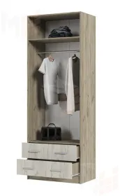 Шкаф 2х створчатый Гармония ШК-603М дуб крафт белый - дуб крафт серый