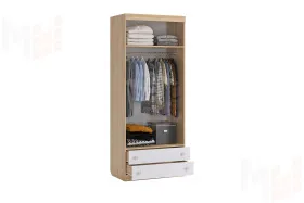 Шкаф комбинированный (с ящ. 2-створчатый) Форсаж  дуб крафт золотой/белый