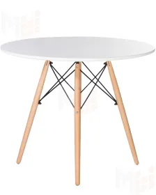 Стол обеденный DOBRIN CHELSEA`90 (ножки светлый бук, цвет белый)