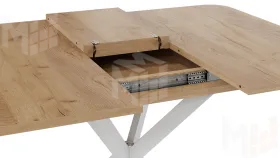 Стол обеденный раздвижной Лиссабон Тип 1 Белый муар, Дуб Крафт золотой