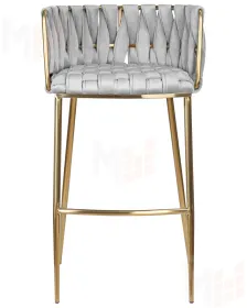 Стул барный DOBRIN EMMA GOLD (светло-серый велюр (135-37))