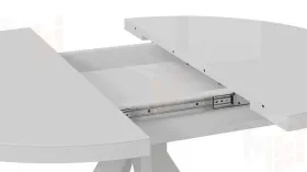 Стол обеденный раздвижной Стокгольм Тип 1  Белый муар, Стекло глянцевое белое