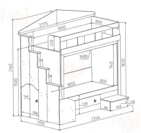 Кровать двухъярусная Фанки Хоум Замок + ФТ04 + ФТ13 + ФТ07