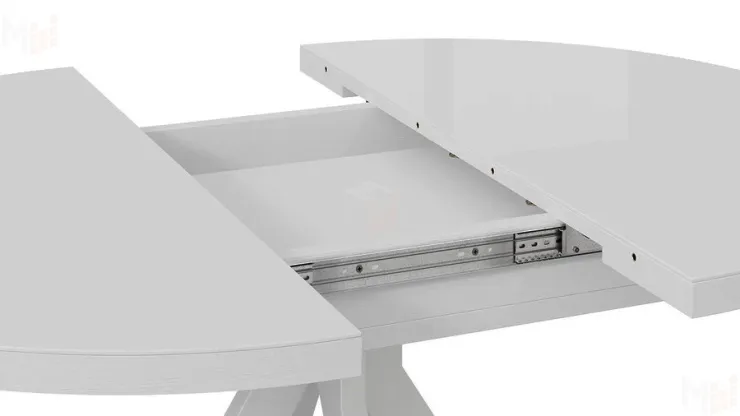 Стол обеденный раздвижной Стокгольм Тип 1  Белый муар, Стекло глянцевое белое