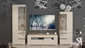 Набор мебели «Фьюжн» №2 (Бежевый глянец, Дуб сонома)