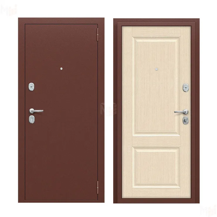 Входная металлическая дверь Тайга-7 Антик Медный/Бежевый клен