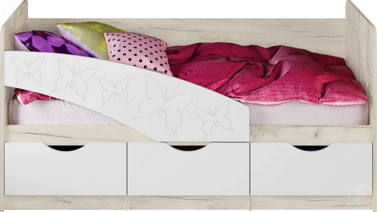 Кровать Бабочки 1,6 МДФ шарли белый