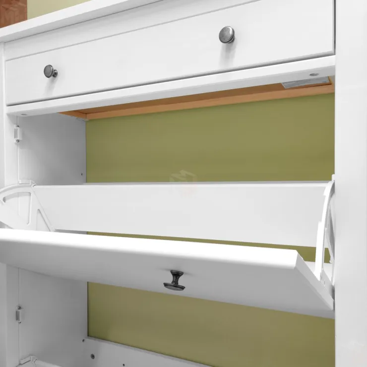 Тумба для обуви из массива Кымор 89 с ящиком, белая