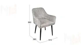 Стул Chester Т6 Черный муар Велюр V004 светло-серый