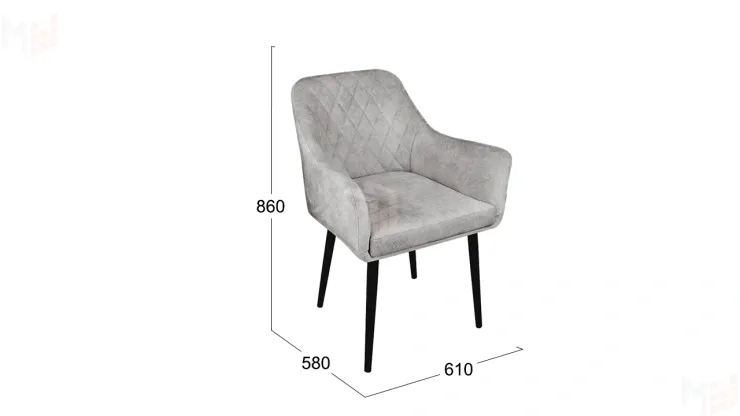 Стул Chester Т6 Черный муар Велюр V004 светло-серый