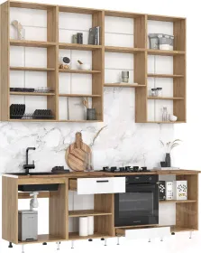 Кухня Рио New 2,4 (490) комп №3 ЛДСП Дуб крафт, Белый глянец (Дуб вотан)