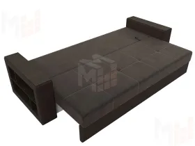 Диван прямой Дубай Лайт полки слева ( Коричневый\Коричневый )