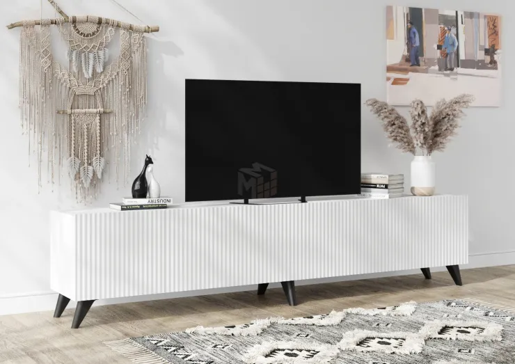 Тумба ТВ Сканди на ножках (белый глянец)