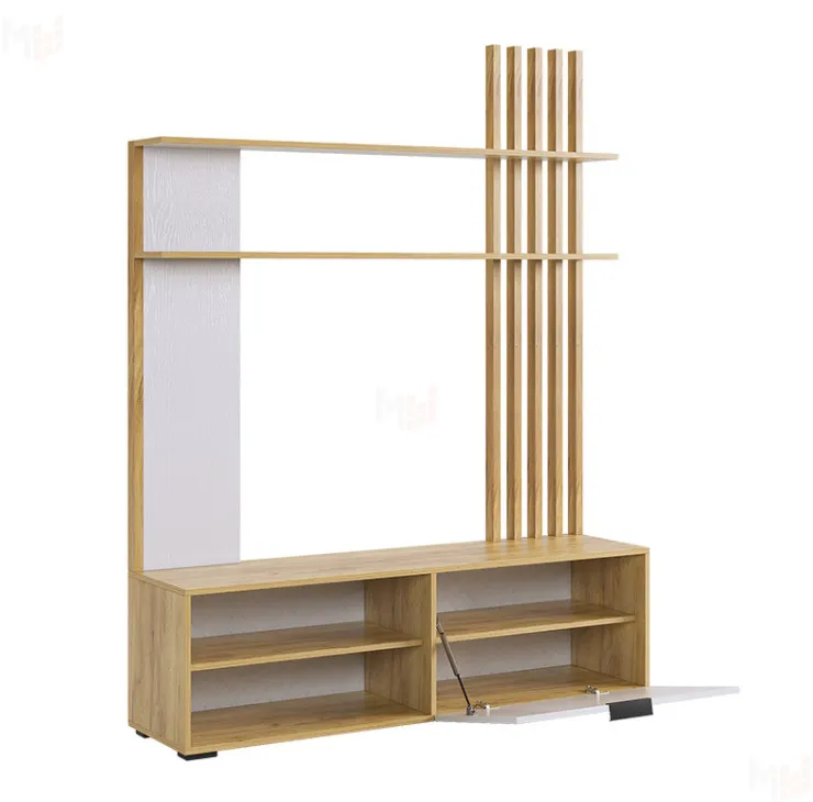 Стенка в гостиную Бери дуб крафт золотой/белое дерево