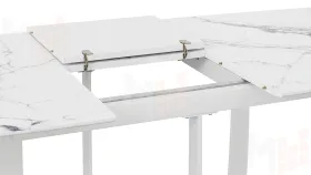 Стол обеденный Орфей Белый муар, Стекло глянцевое белый мрамор