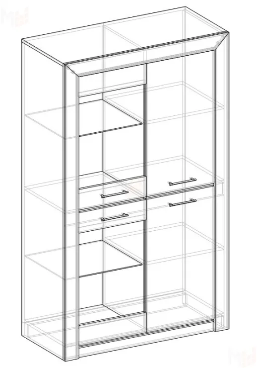 Шкаф-витрина 2х створчатый Коллекция Мартина (Дуб приморский/Дуб юкон)