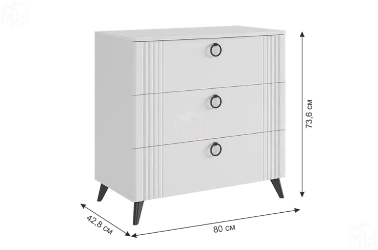 Комод Ева белое дерево/белый матовый