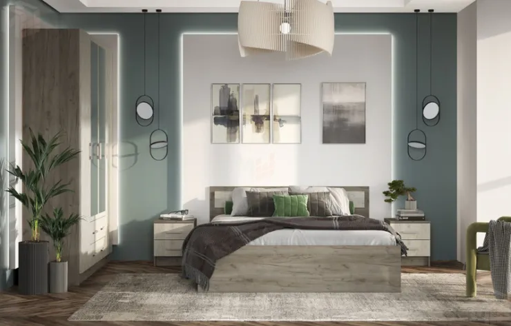 Спальный гарнитур Гармония дуб крафт серый - белый комплект-1