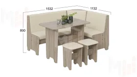 Кухонный уголок Техас Исп.1 Дуб Сонома трюфель, Экокожа бежевая