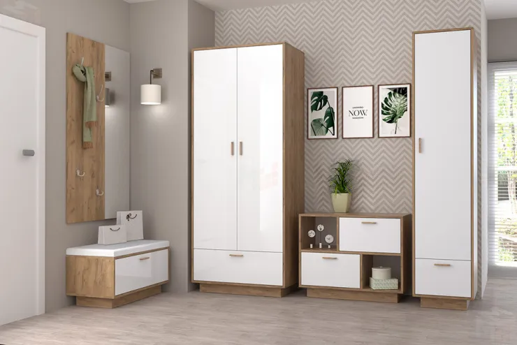 Модульная прихожая Эго Дуб Крафт/Белый Глянец Вариант 1