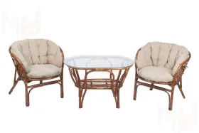 Комплект Багама Дуэт с бежевыми подушками и овальным столом