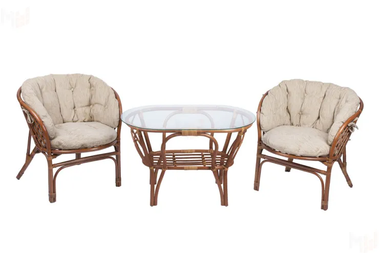 Комплект Багама Дуэт с бежевыми подушками и овальным столом