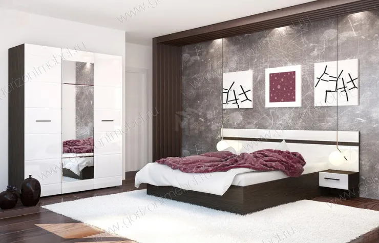 Кровать Ненси 1,6 с подъемным механизмом (венге/белый)