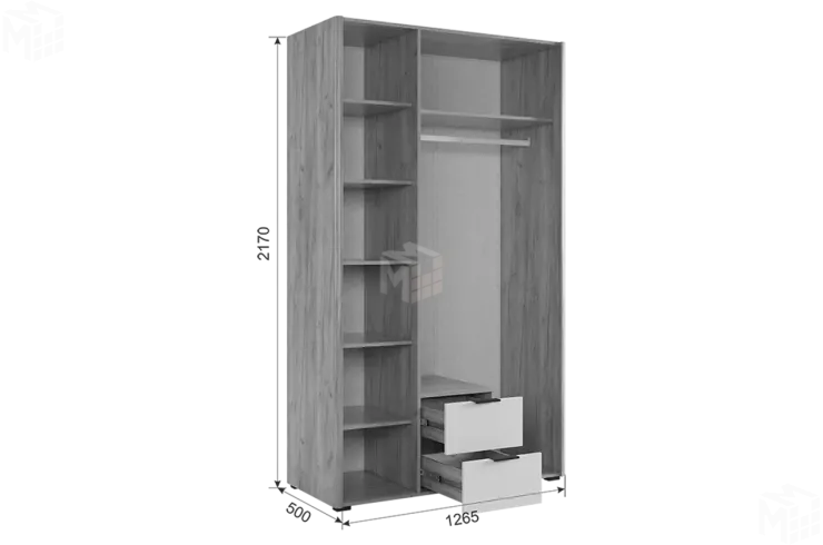 Шкаф трехдверный Адам  с зеркалом дуб крафт золотой/графит