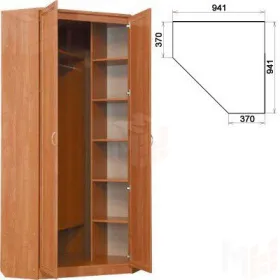 Шкаф угловой со штангой и полками 401