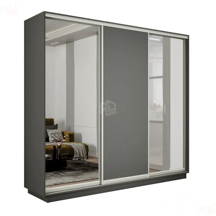 Шкаф-купе Экспресс трио 2 зеркала 1800 (Серый диамант)