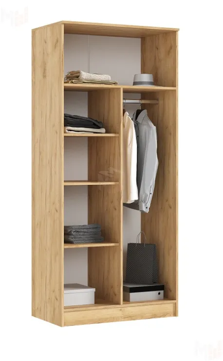 Шкаф 2-х створчатый штанга + полка (дуб крафт/изумрудный)