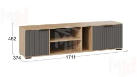 Тумба под ТВ Хилтон - 413.11 Дуб Крафт золотой, Графит матовый