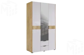 Шкаф трехдверный Адам  с зеркалом дуб крафт золотой/белое дерево