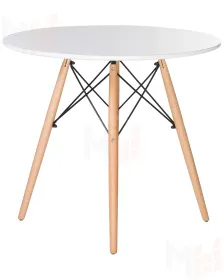 Стол обеденный DOBRIN CHELSEA`80 (ножки светлый бук, столешница белая)