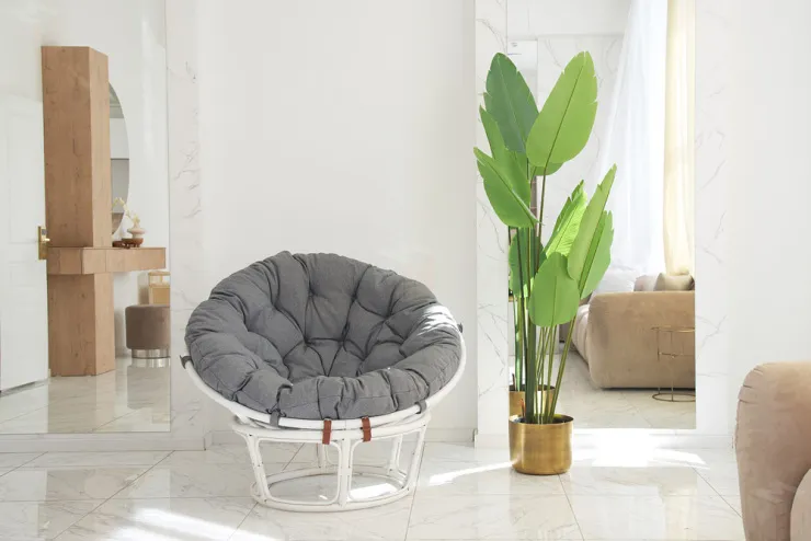 Кресло Папасан 23/01 с серой подушкой