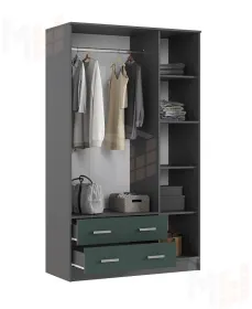 Шкаф 3-х створчатый Миф (графит/изумруд)