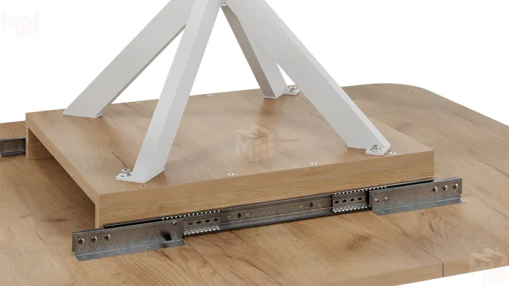 Стол обеденный раздвижной Лиссабон Тип 1 Белый муар, Дуб Крафт золотой