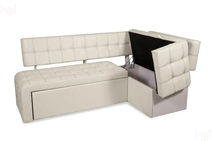 Кухонный диван Прага со спальным местом (кожзам Крем)