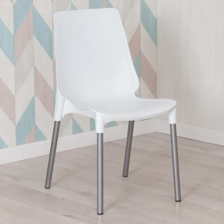 Стул GENIUS (mod 75) белый/ножки хром