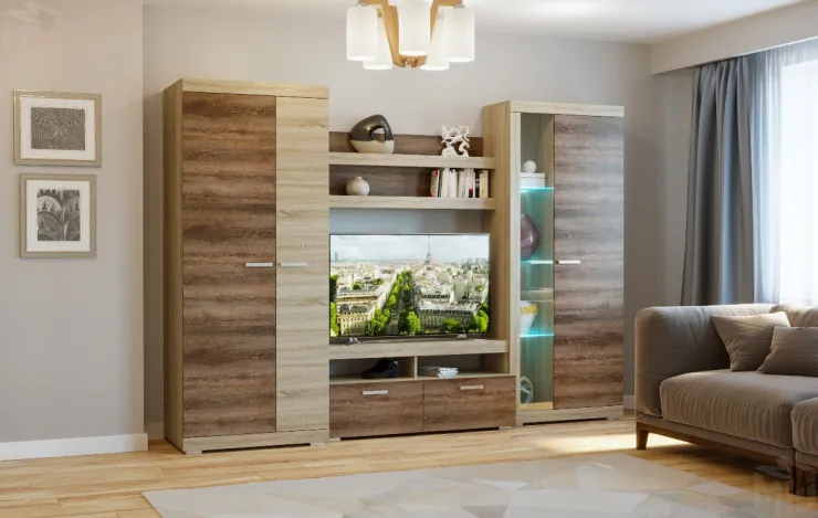 Гостиная Соната Композиция 2  Дуб Сонома - Дуб Сакраменто