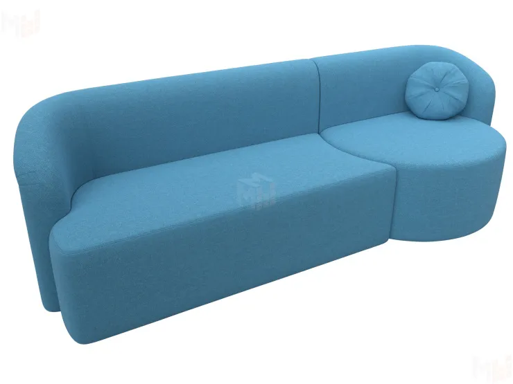 Диван прямой Лига-027 угол правый ( Амур голубой )