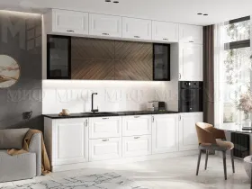 Кухня Престиж 3,0 компоновка №2 (Белый/Браш вайт/Прайм орех)