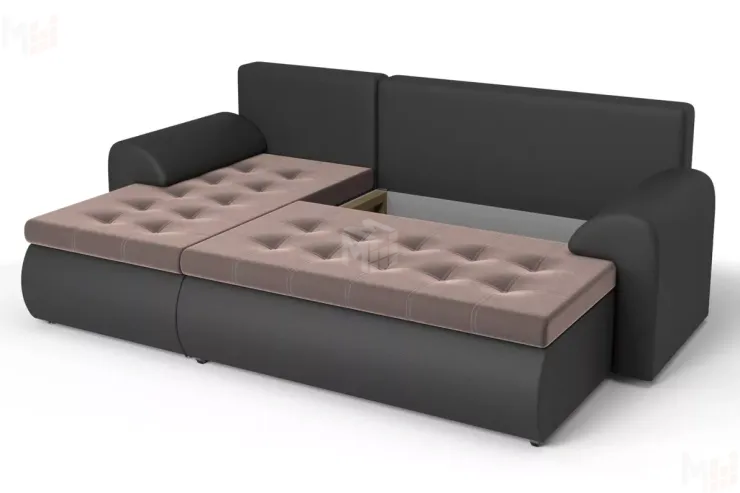 Угловой диван Ванкувер (левый)  Коричневый, Черный