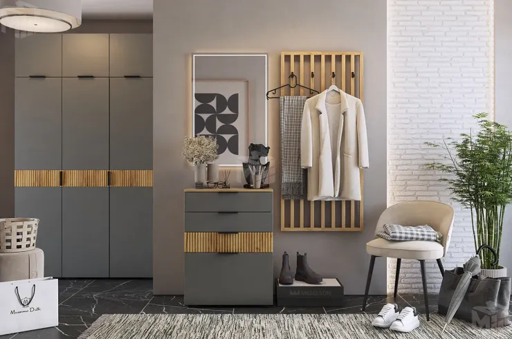 Прихожая Бери К7 дуб крафт золотой/графит