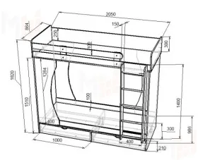 Двухъярусная кровать Фанки Кидз-2 + комод 13/5 СВ