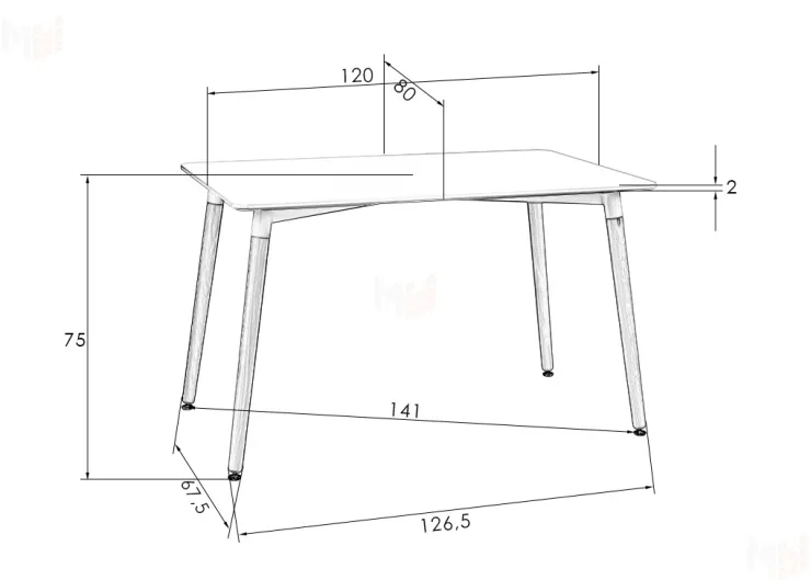 Стол обеденный DOBRIN SERRA WIDE (ножки светлый бук, столешница светло-серая)