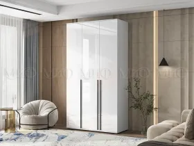 Шкаф Норд 3-х створчатый с антресолью (белый/белый глянец)